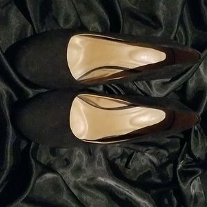 Attention Black Suede Wedges